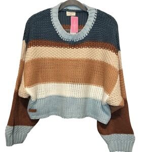 NWT Simply Southern Collection Womens Striped Knit Sweater Pullover XXL